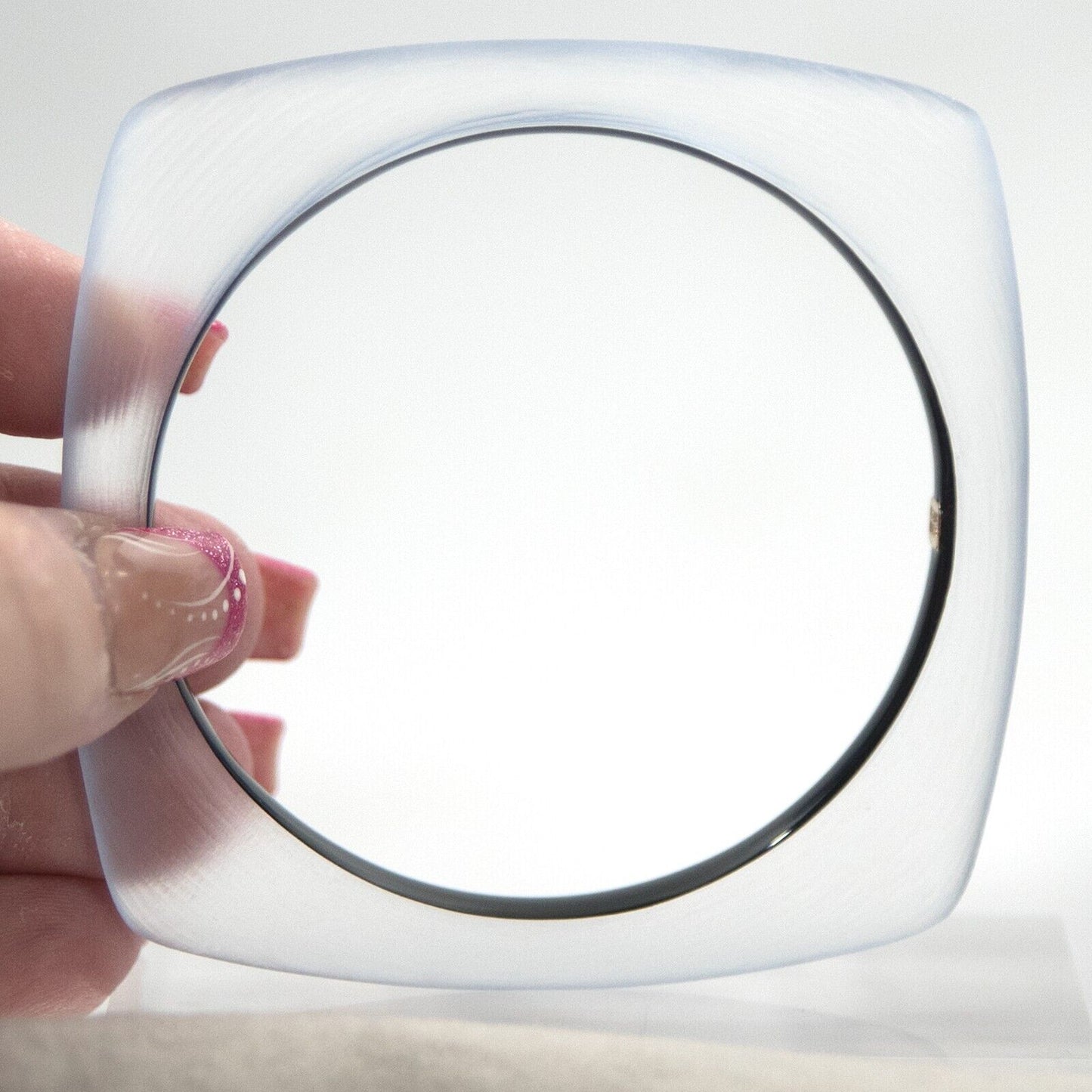 Alexis Bittar Steel Blue Lucite Soft Square Skinny Bangle Bracelet NWT