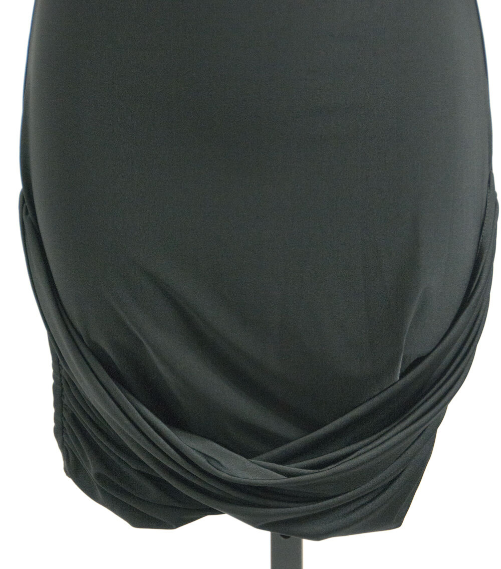 Josh Brody Black Silky Sexy Twist Bodycon Knit Stretch Dress $238 Size M NWT