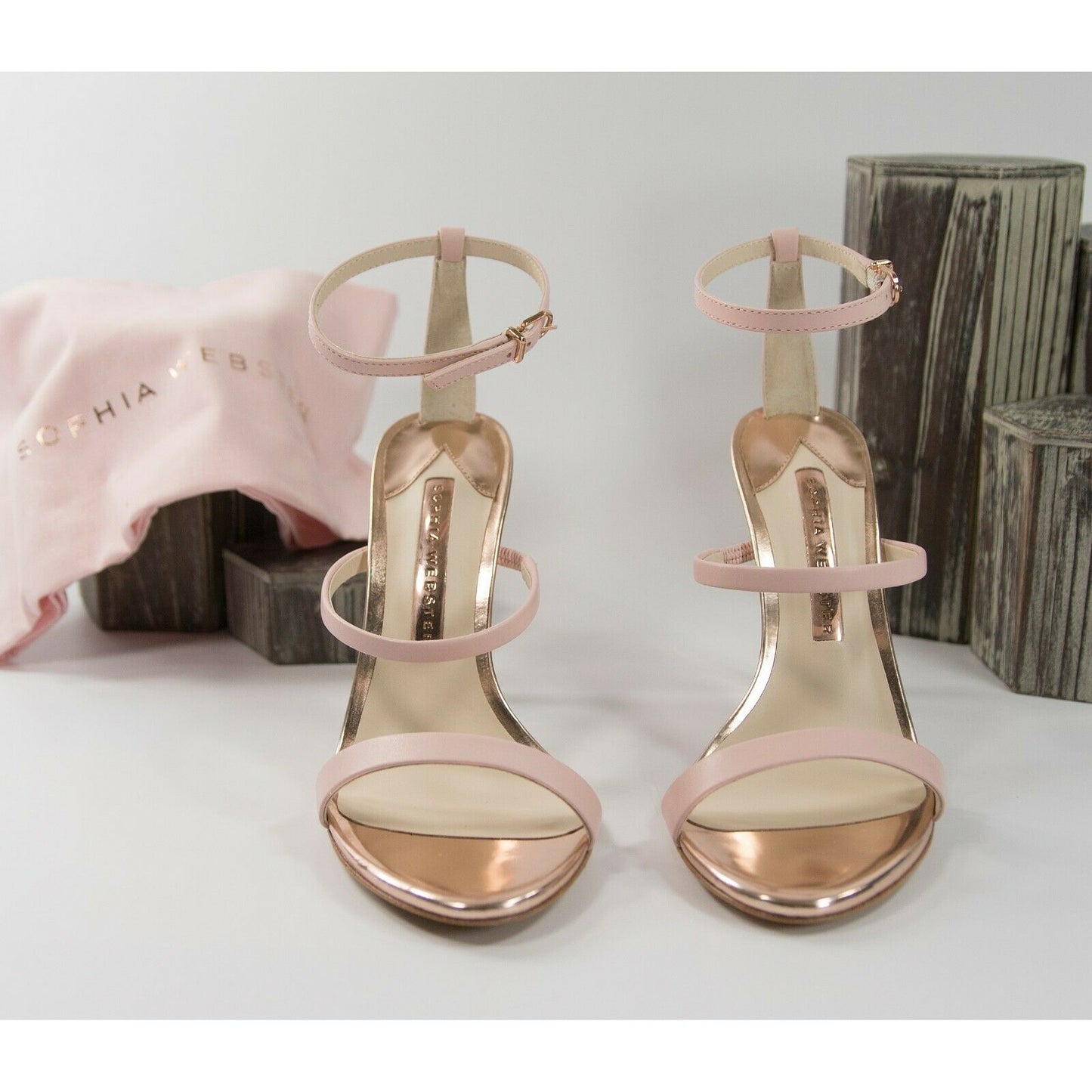 Sophia Webster Rosalind Pink Leather Leopard Calf Hair Heels Size 37 7 NIB