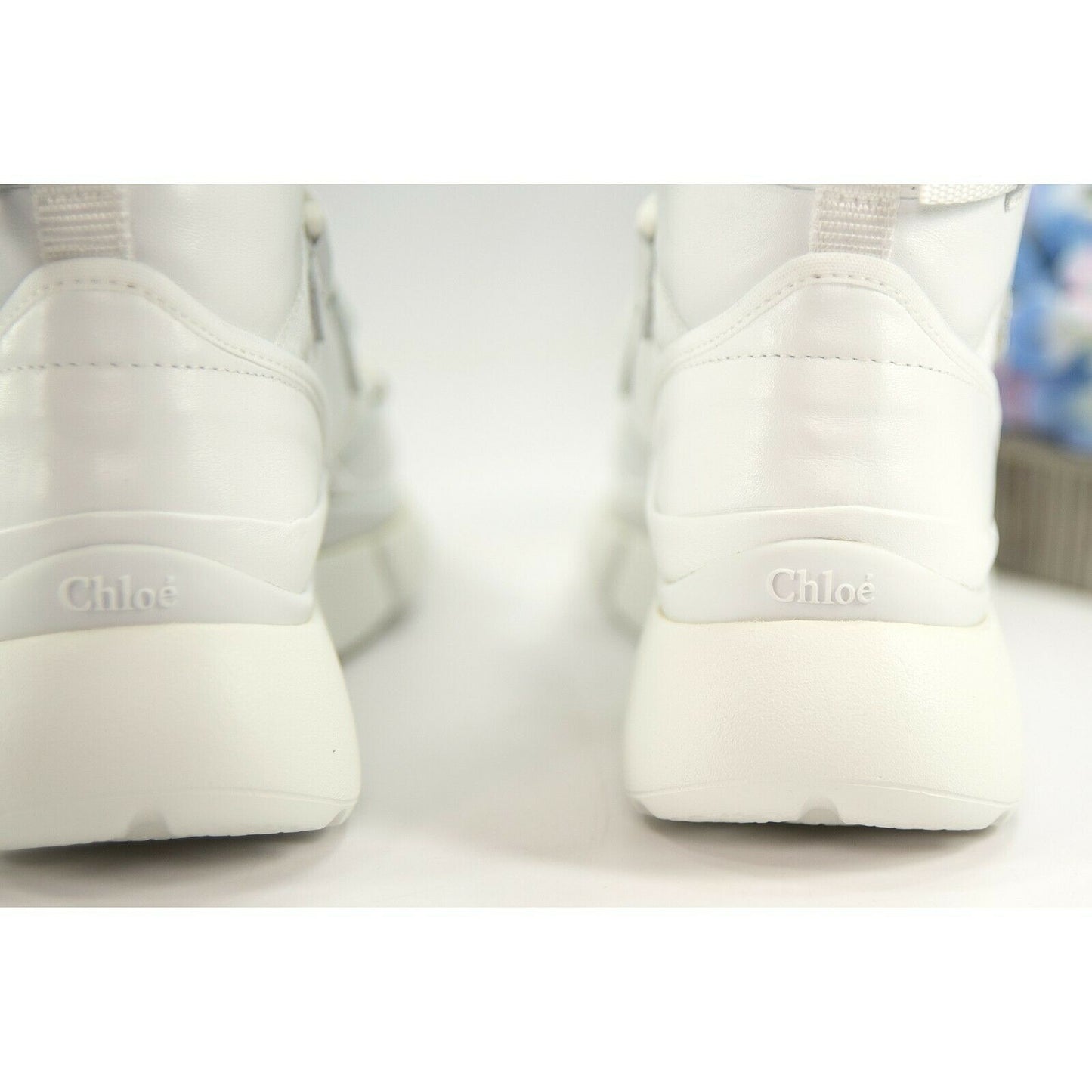 Chloe White Lambskin Leather Sonnie Western High Top Sneakers 36 NIB