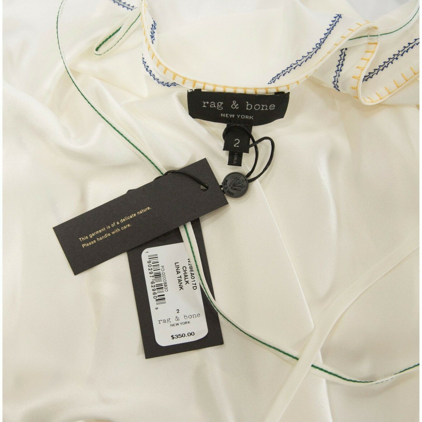 Rag & Bone Chalk Cream Silk Lina Wrap Tank Sleeveless Blouse Top 2 NWT $350