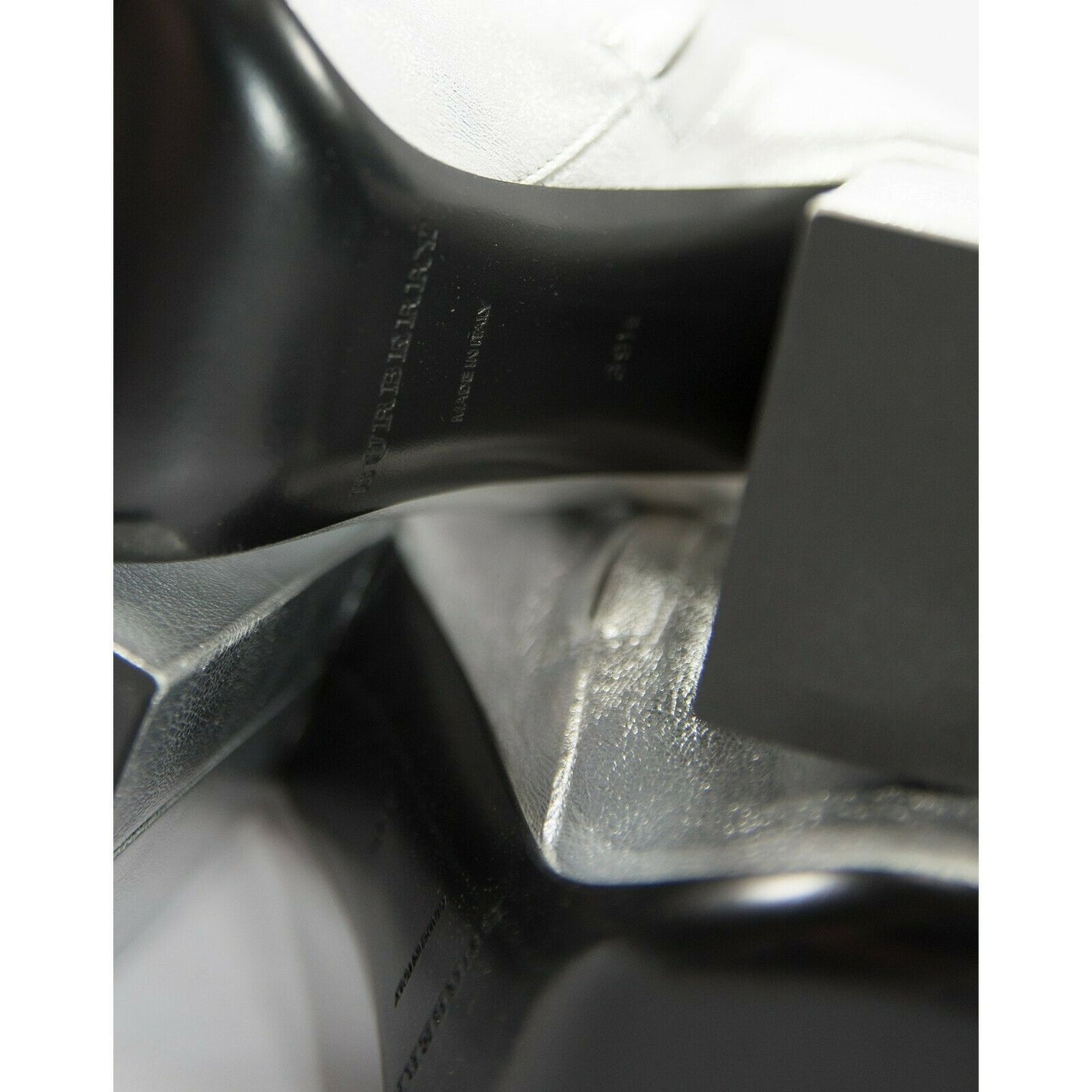 Burberry Metallic Silver Leather Brabant Zip Ankle Booties Boots Size 39.5