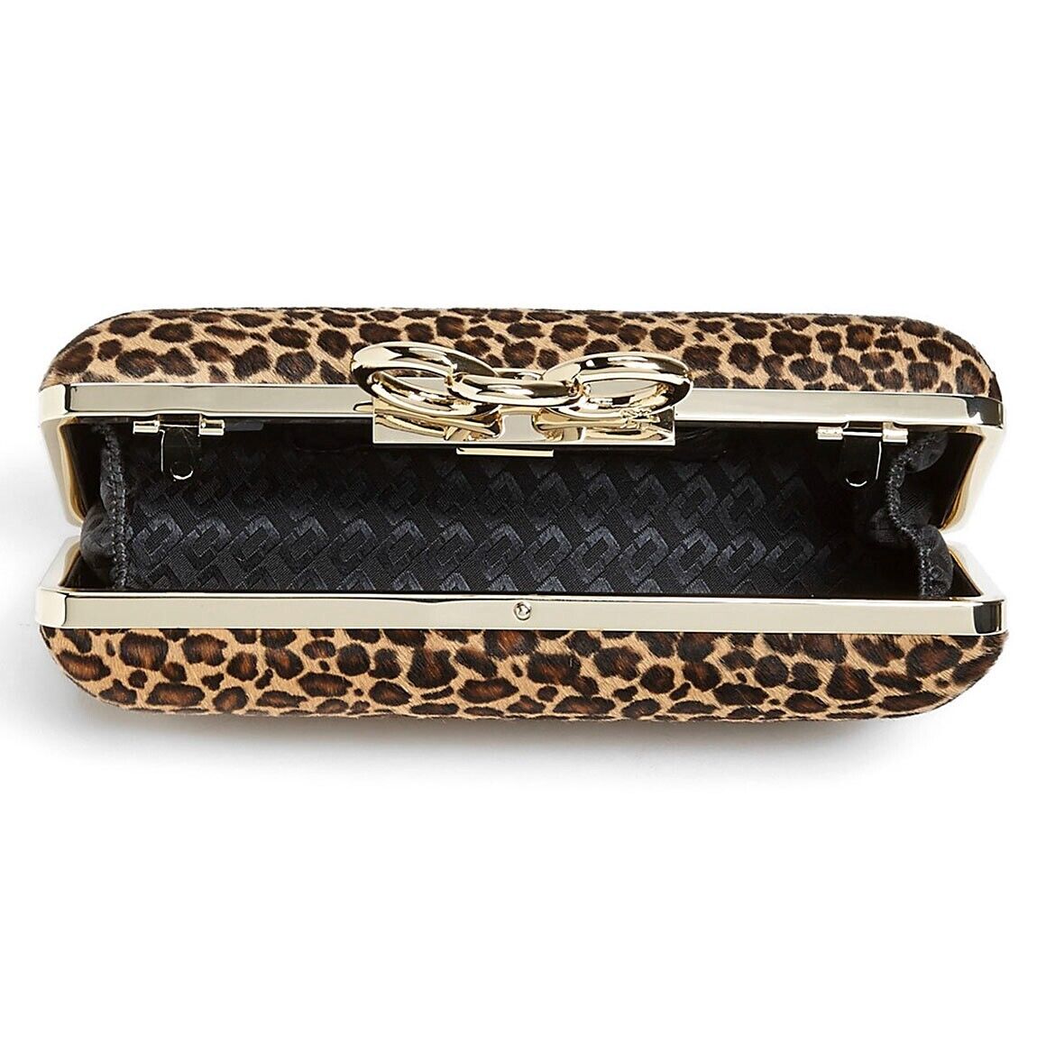 Diane Von Furstenberg Sutra Hard Shell Leopard Pony Hair Leather Clutch NWT
