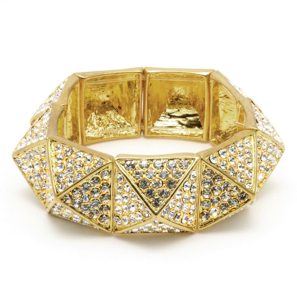 Amrita Singh Gold Crystal Kate Stretch Statement Bracelet BRC 39 NWT