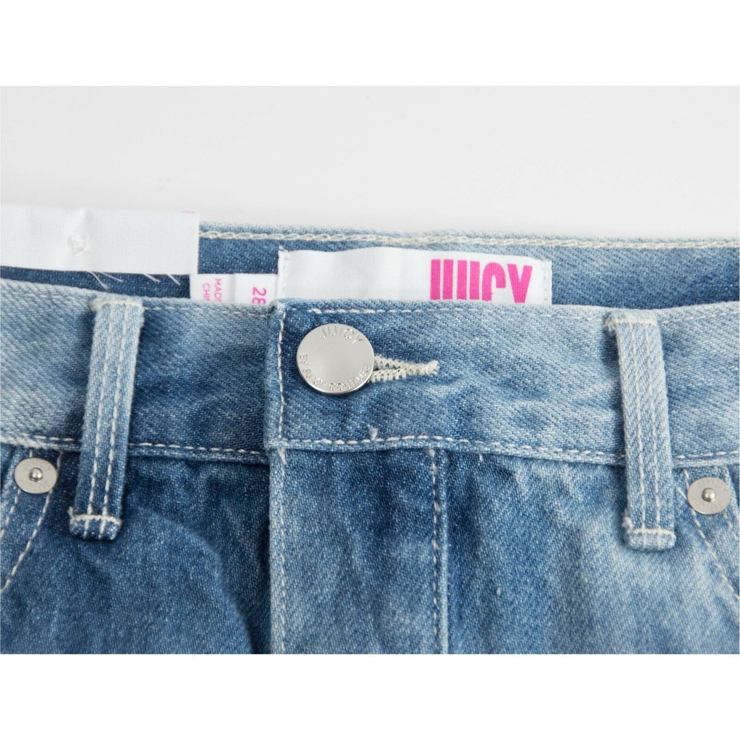 Juicy Couture Black Label Bleach Blonde Tye Dye Denim Jean Mini Skirt 28 NWT