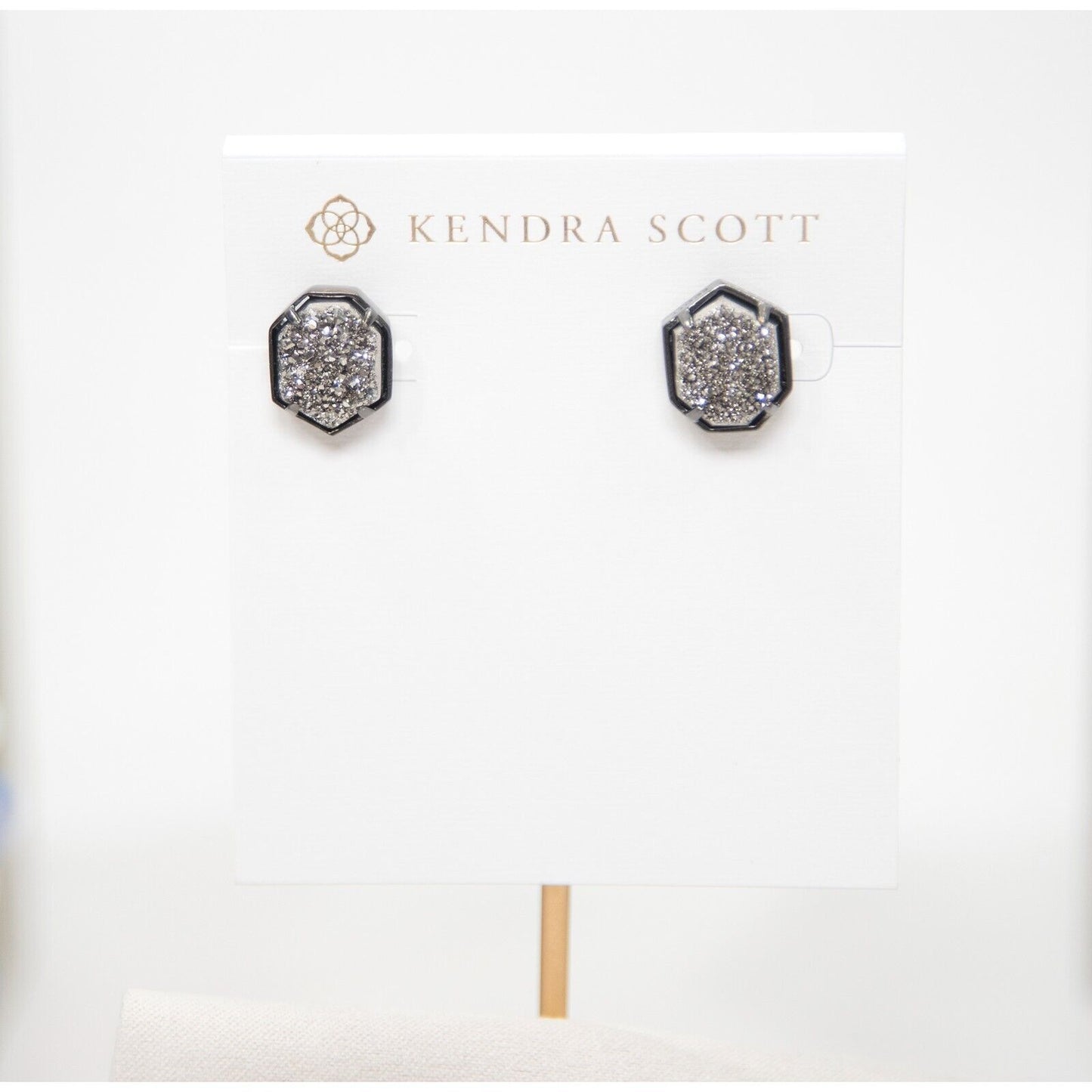 Kendra Scott Taylor Platinum Drusy Gunmetal Stud Earrings NWT
