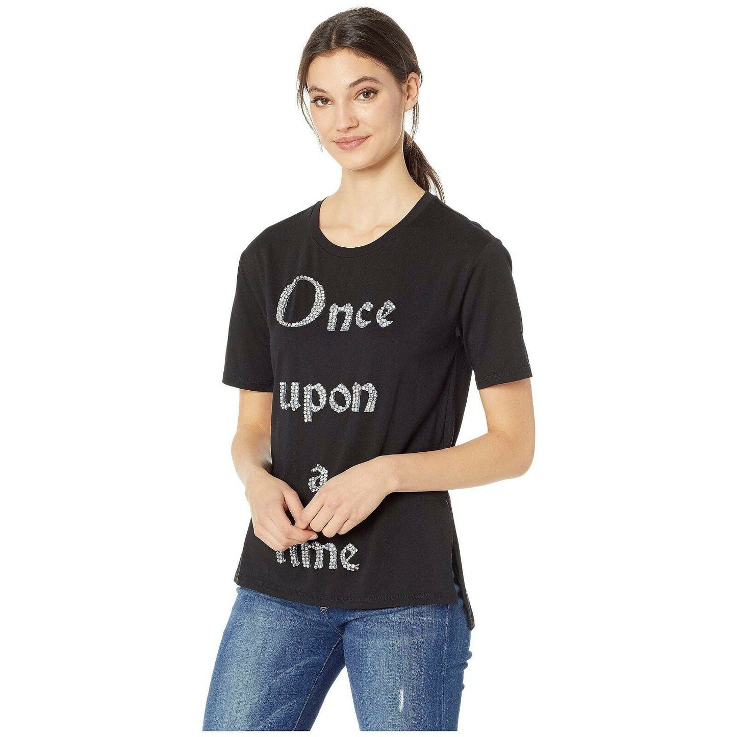 Juicy Couture Disney Crystal Once Upon A Time Beauty Beast Black T-Shirt M NWT