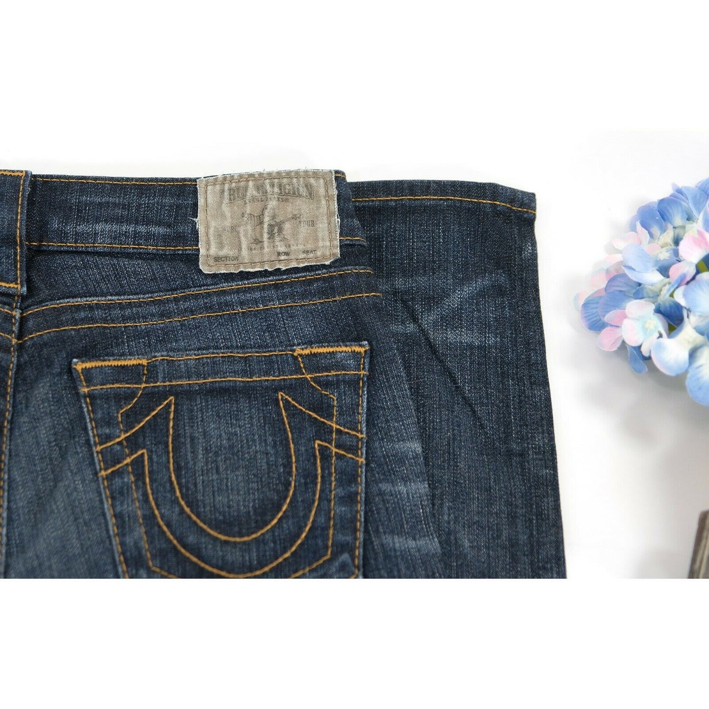 True Religion Dark Wash Straight Leg Denim Jeans 26 EUC